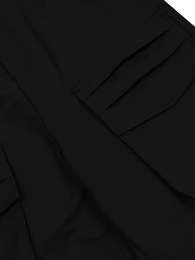 BLACK CARGO PANTS MID WAIST STRAIGHT LEG DESIGN