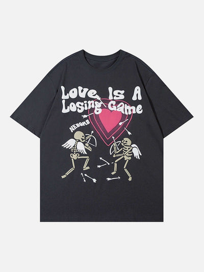 BLACK GRAPHIC T-SHIRT UNISEX STREETWEAR COTTON BLEND