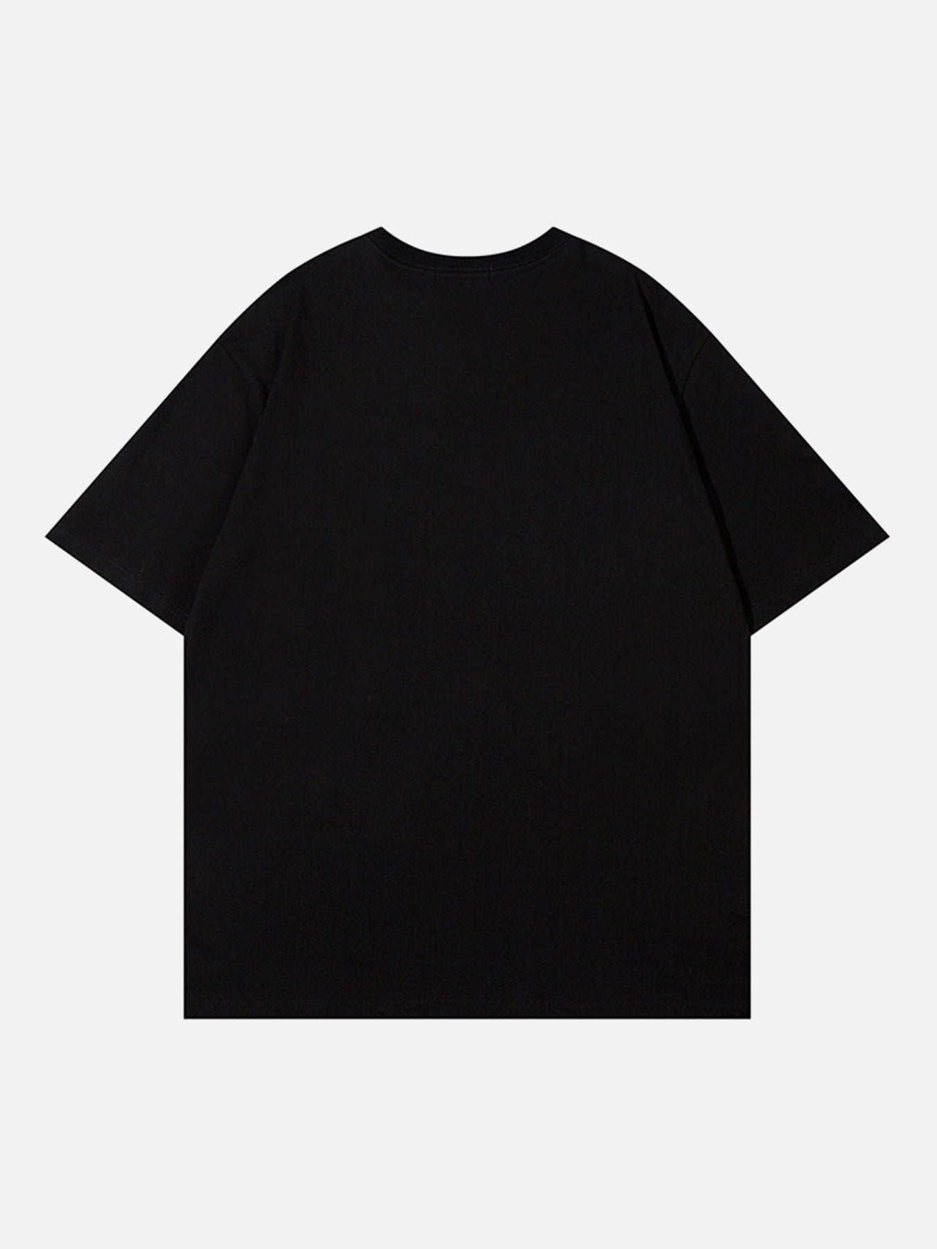 BLACK GRAPHIC T-SHIRT UNISEX STREETWEAR COTTON BLEND