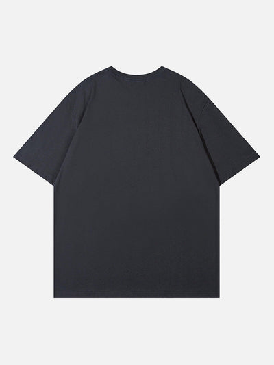 BLACK GRAPHIC T-SHIRT UNISEX STREETWEAR COTTON BLEND