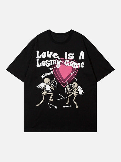BLACK GRAPHIC T-SHIRT UNISEX STREETWEAR COTTON BLEND