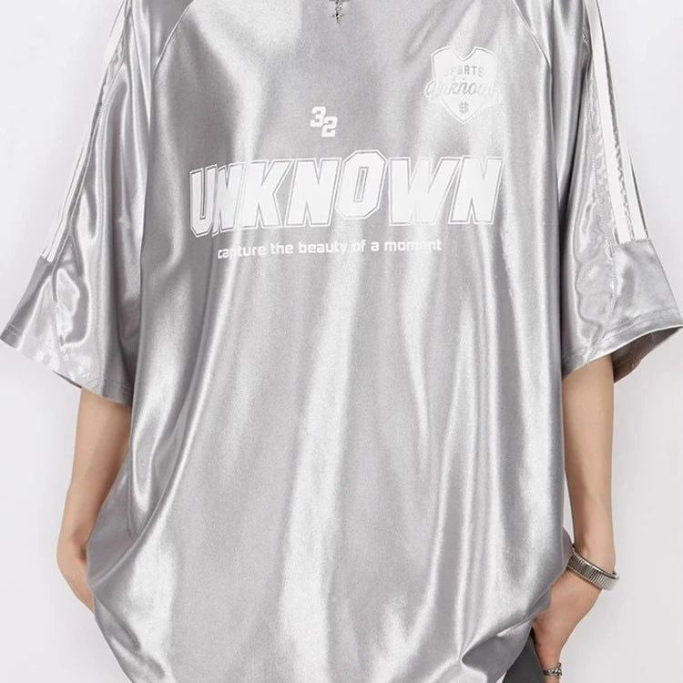 BLACK OVERSIZED TEE WITH STRIPES AND LETTERING - UNISEX OVERSIZED TEE