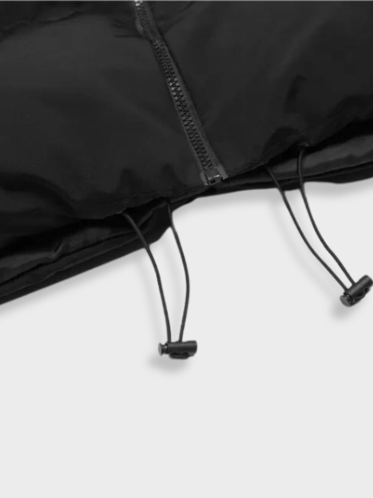 BLACK PUFFER JACKET WITH CAT-EAR HOOD - DEVIL PARKA FASHION FORWARD