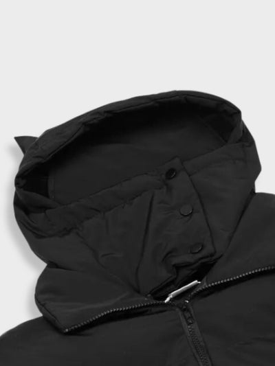 BLACK PUFFER JACKET WITH CAT-EAR HOOD - DEVIL PARKA FASHION FORWARD