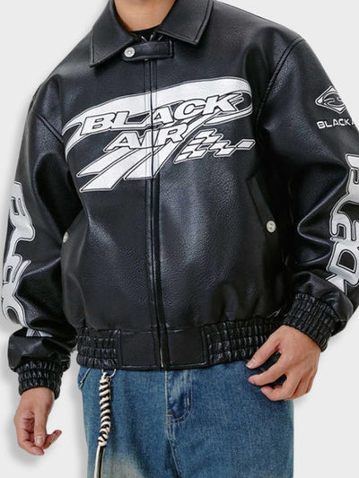BLACK SATIN BOMBER JACKET VINTAGE BLACKAIR RACING