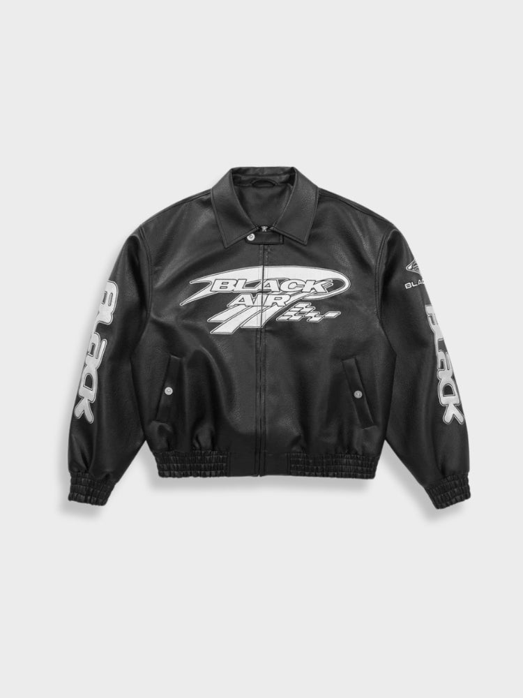 BLACK SATIN BOMBER JACKET VINTAGE BLACKAIR RACING