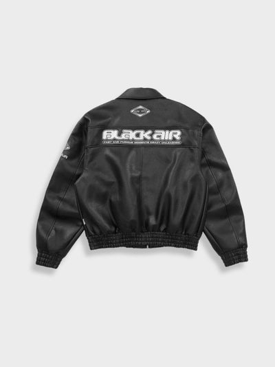BLACK SATIN BOMBER JACKET VINTAGE BLACKAIR RACING