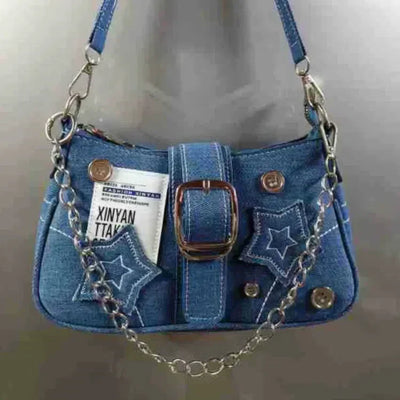 BLACK SHOULDER BAG WITH SILVER CHAIN - HIGH QUALITY LARGE CAPACITY