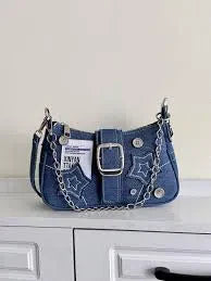 BLACK SHOULDER BAG WITH SILVER CHAIN - HIGH QUALITY LARGE CAPACITY