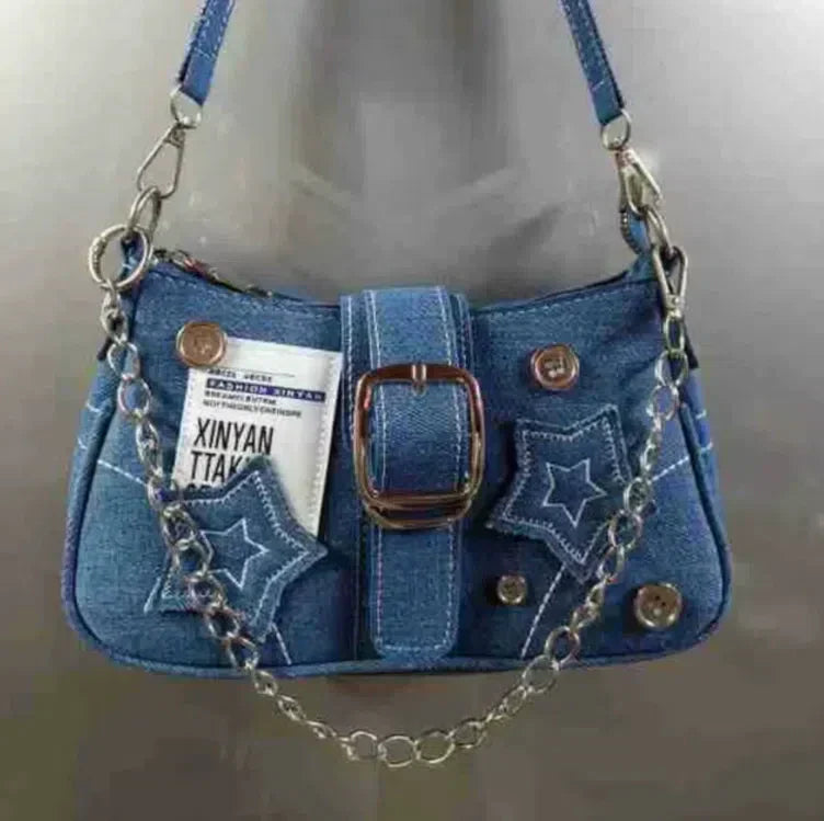 BLACK SHOULDER BAG WITH SILVER CHAIN - HIGH QUALITY LARGE CAPACITY