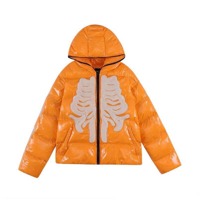 BLACK SKELETON PUFFER JACKET WITH BONES DESIGN