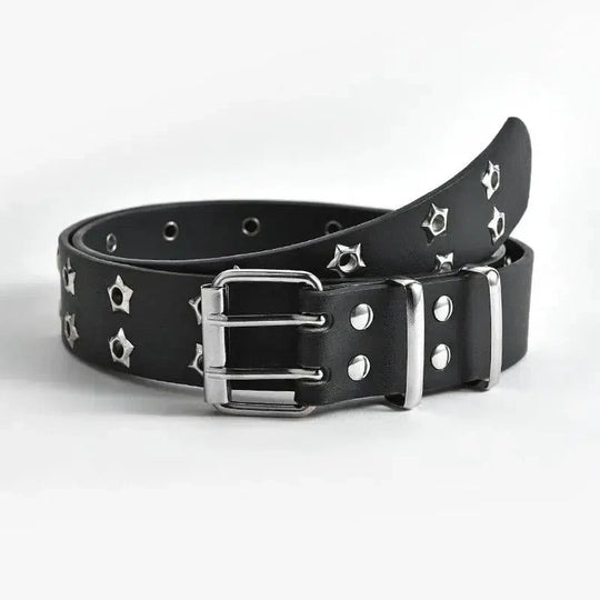 LifeOfStreetwear | Black Y2K Rhinestone Belt with Star Rivets