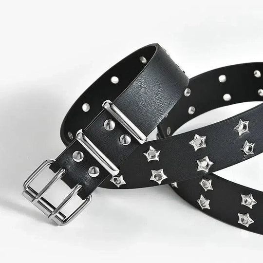 LifeOfStreetwear | Black Y2K Rhinestone Belt with Star Rivets