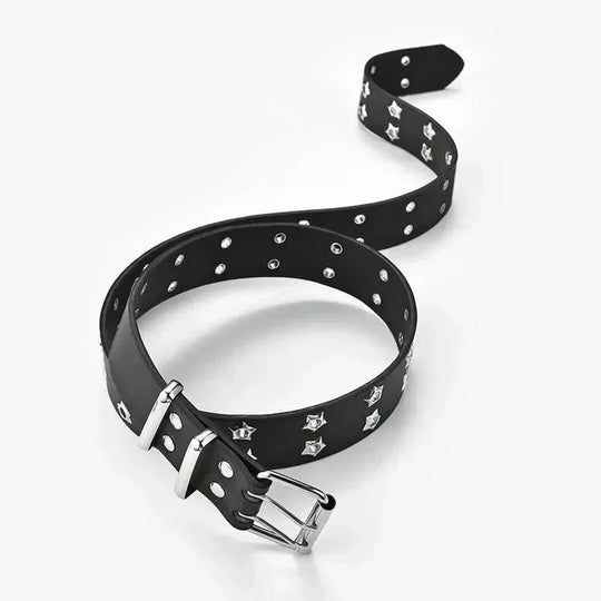 LifeOfStreetwear | Black Y2K Rhinestone Belt with Star Rivets