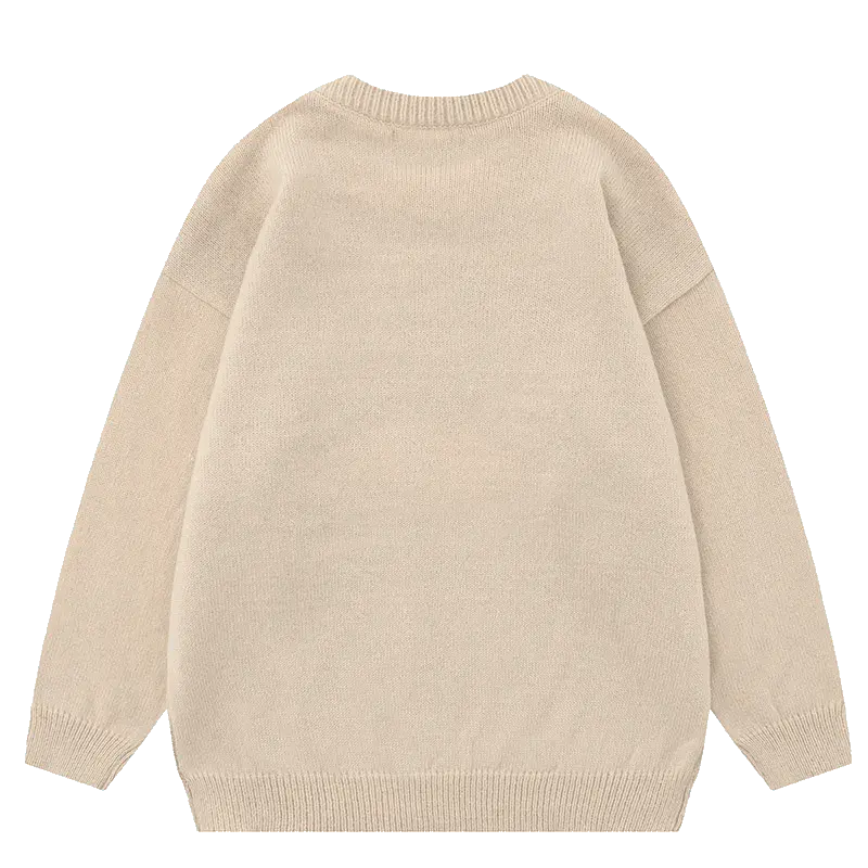 BLACK SWEATER WITH EYE DESIGN - RETRO BLACK CARTOON ANIME STYLE