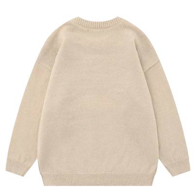 BLACK SWEATER WITH EYE DESIGN - RETRO BLACK CARTOON ANIME STYLE