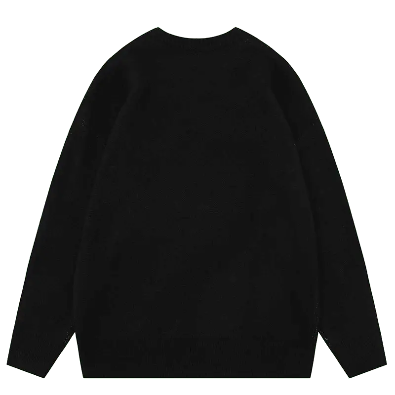 BLACK SWEATER WITH SPIDER GRAPHIC - RETRO ALPHABET SPIDER DESIGN