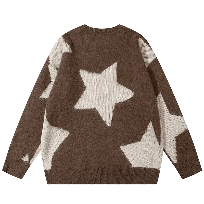 BLACK SWEATER WITH WHITE STARS - BLACK STAR GRAPHIC DESIGN