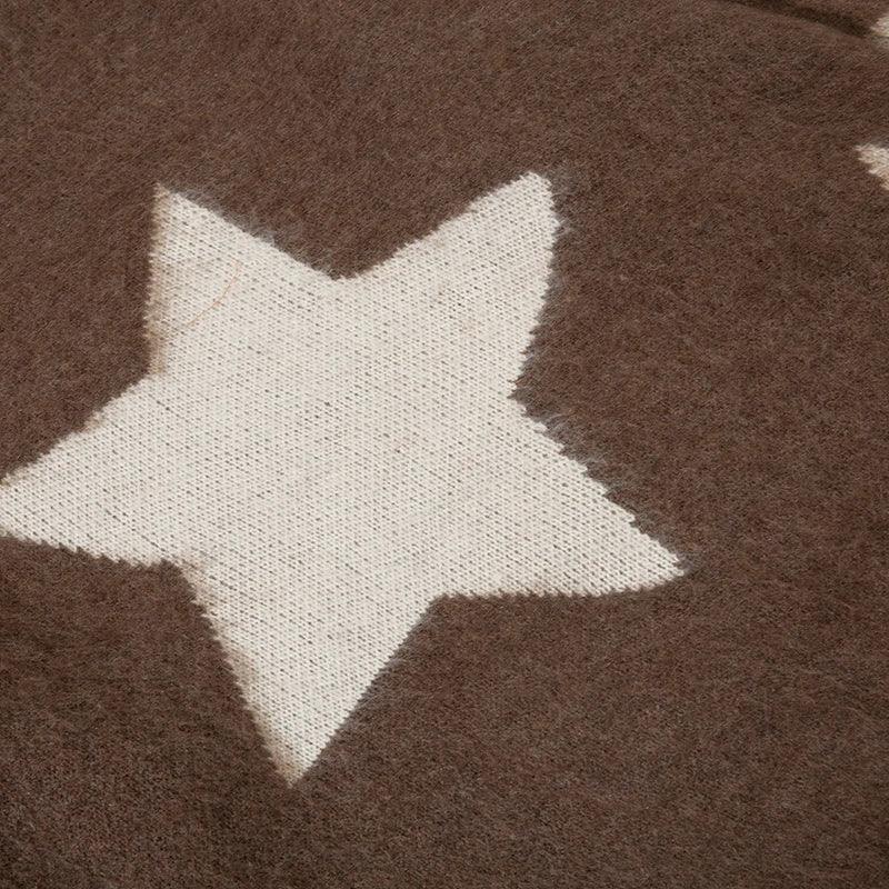 BLACK SWEATER WITH WHITE STARS - BLACK STAR GRAPHIC DESIGN