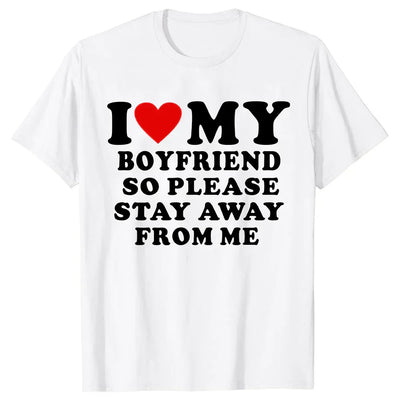 BLACK T-SHIRT I LOVE MY GIRLFRIEND FUNNY CARTOON SUMMER DESIGN