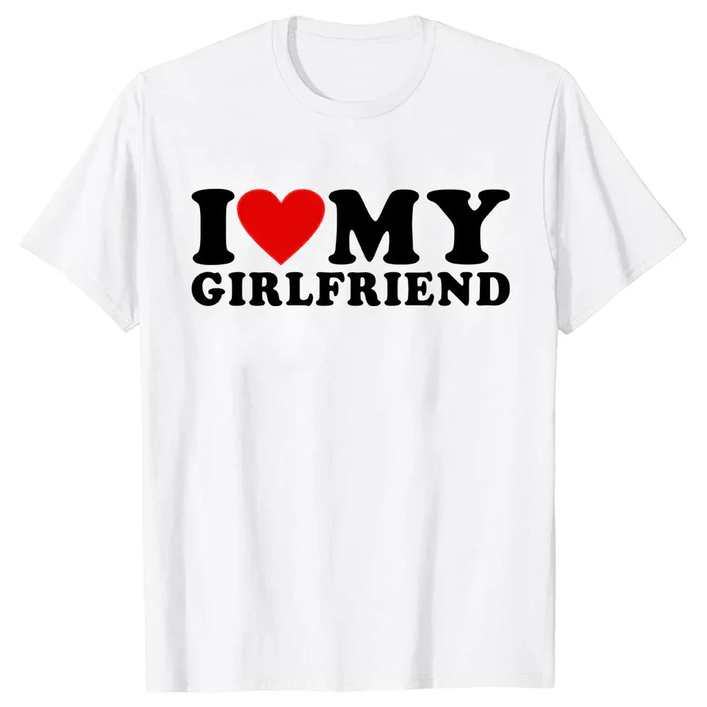 BLACK T-SHIRT I LOVE MY GIRLFRIEND FUNNY CARTOON SUMMER DESIGN