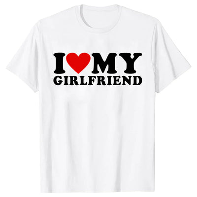 BLACK T-SHIRT I LOVE MY GIRLFRIEND FUNNY CARTOON SUMMER DESIGN