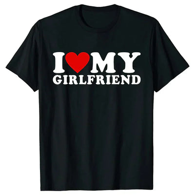 BLACK T-SHIRT I LOVE MY GIRLFRIEND FUNNY CARTOON SUMMER DESIGN
