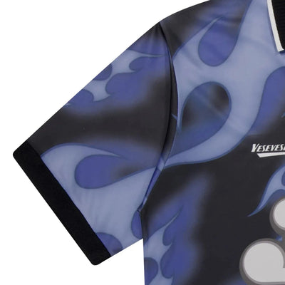 BLUE AND BLACK FLAME-PATTERNED SOCCER JERSEY SPORT ADDICT