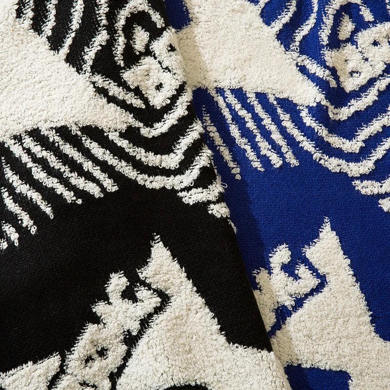 BLUE AND WHITE PATTERNED SWEATER GRAFFITI STAR JUMPER KNIT