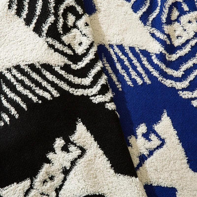 BLUE AND WHITE PATTERNED SWEATER GRAFFITI STAR JUMPER KNIT
