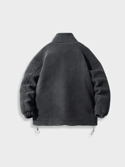 BLUE FLEECE JACKET WITH BLACK GRAPHIC - COMFORTABLE FIT OUTERWEAR