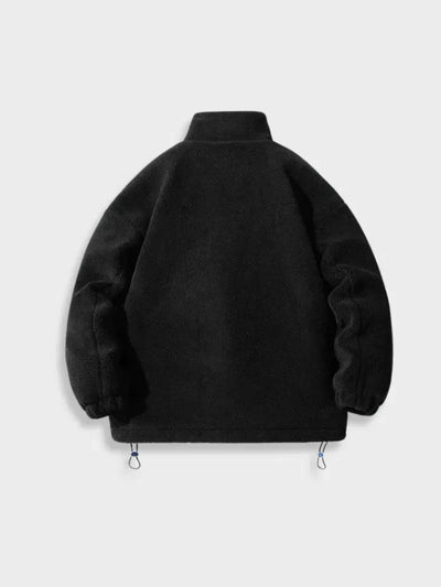BLUE FLEECE JACKET WITH BLACK GRAPHIC - COMFORTABLE FIT OUTERWEAR