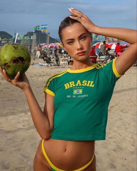 Brazil Carnival Baby Tee – Women's Fitted Crop Top