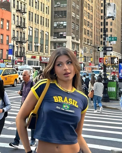 BRAZIL T-SHIRT FOR WOMEN - CLASSIC FIT SUMMER TEE