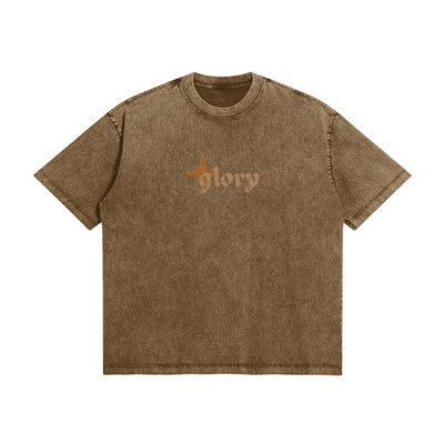 BROWN TEE SHIRT WITH GLORY TEXT - SHIRT BROWN