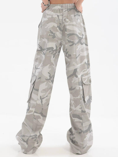 CAMOUFLAGE CARGO PANTS GREY CARGO JEANS