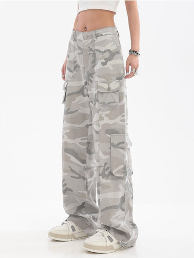 CAMOUFLAGE CARGO PANTS GREY CARGO JEANS