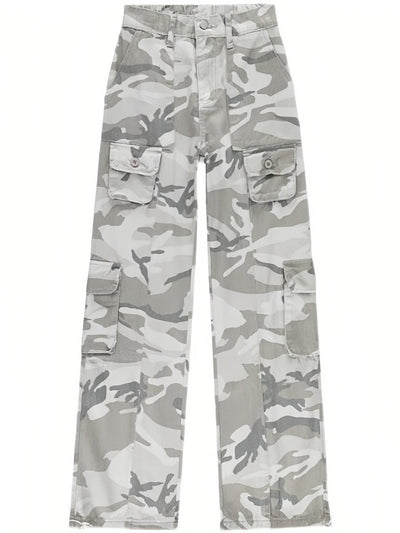 CAMOUFLAGE CARGO PANTS GREY CARGO JEANS