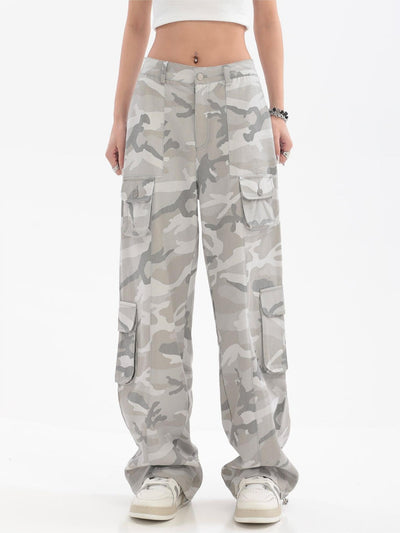 CAMOUFLAGE CARGO PANTS GREY CARGO JEANS
