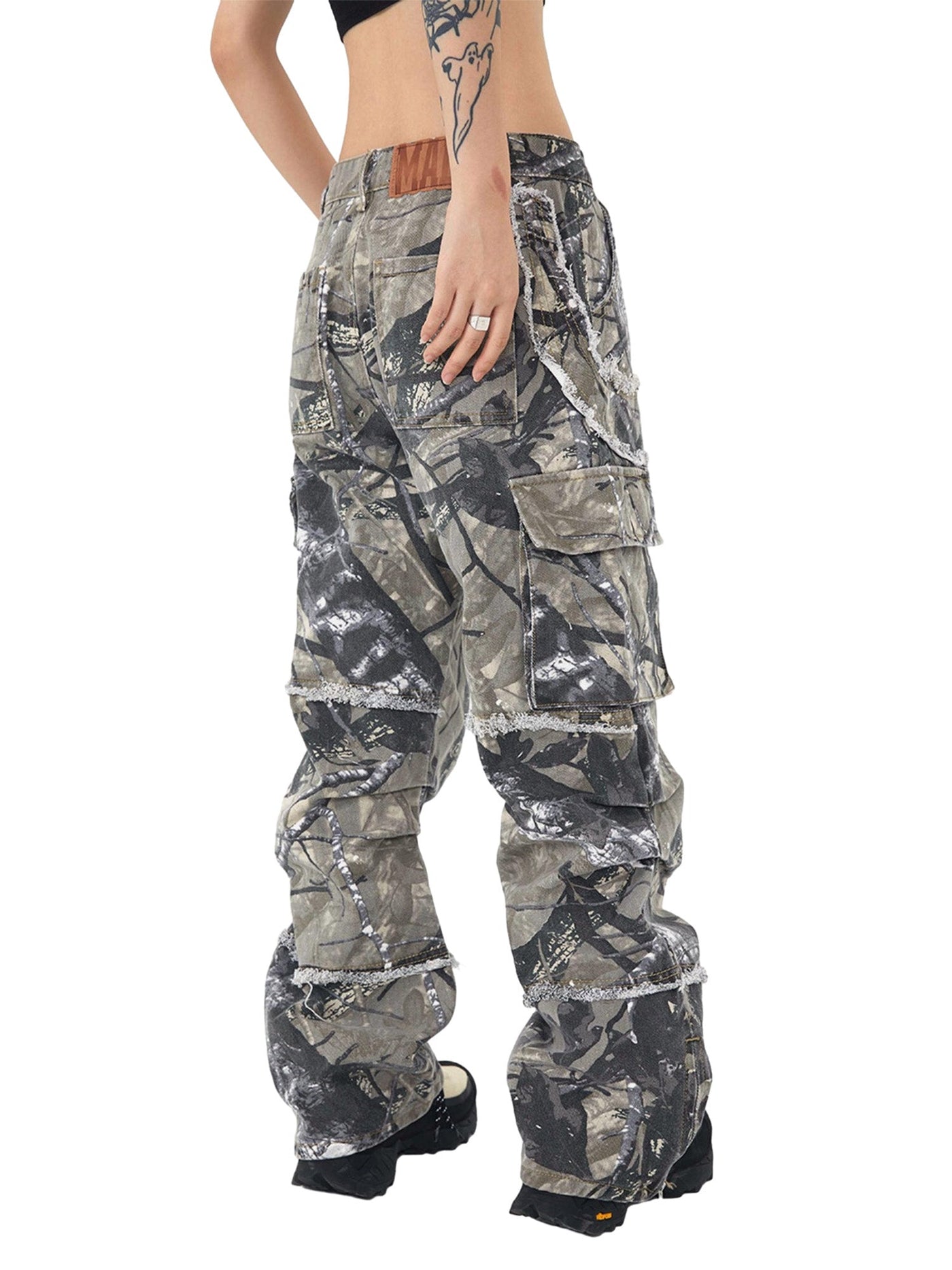 CAMOUFLAGE CARGO PANTS - MID WAIST CASUAL VINTAGE LONG PANTS