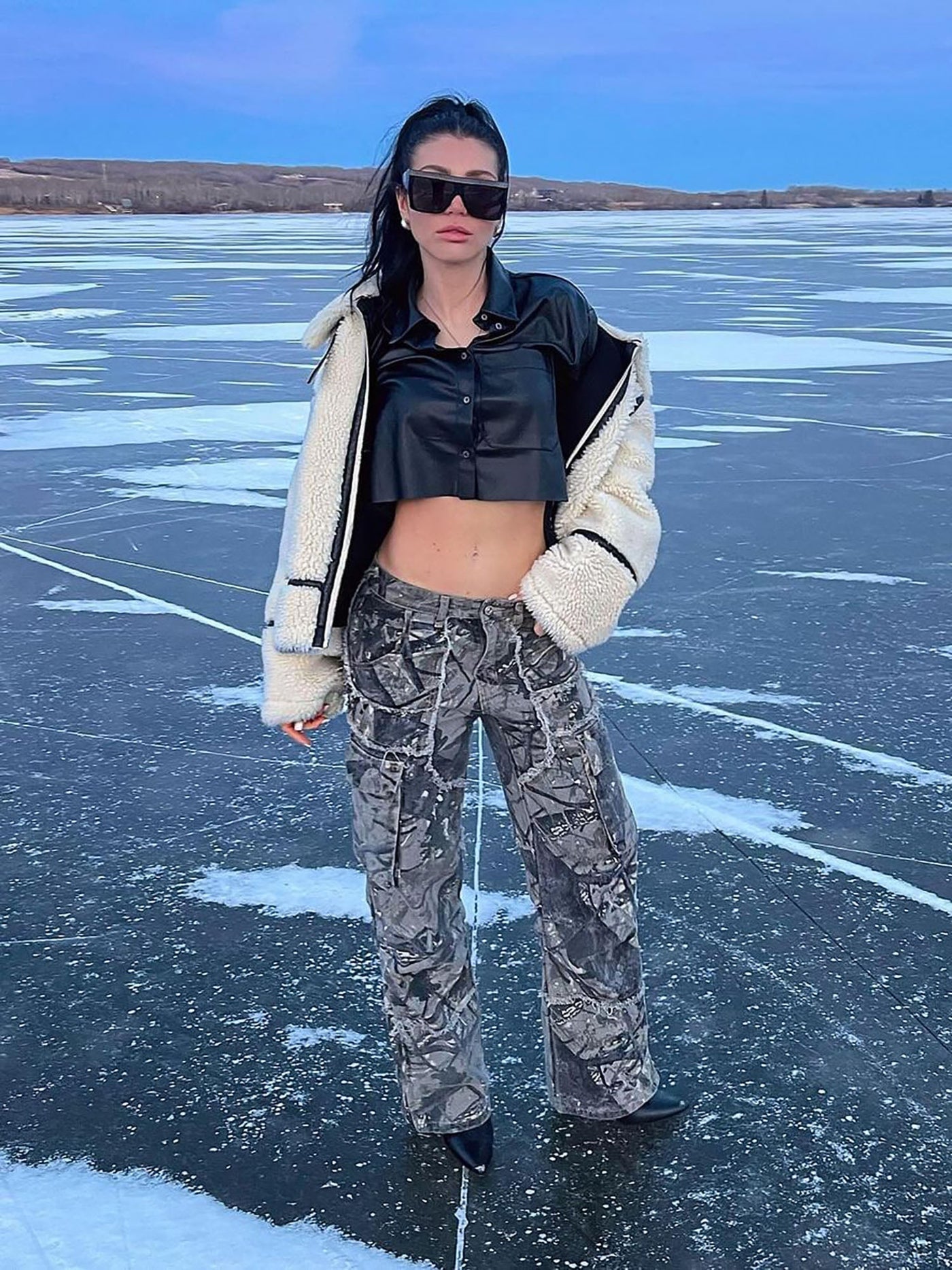 CAMOUFLAGE CARGO PANTS - MID WAIST CASUAL VINTAGE LONG PANTS