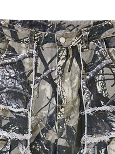CAMOUFLAGE CARGO PANTS - MID WAIST CASUAL VINTAGE LONG PANTS