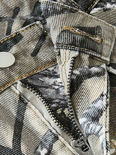 CAMOUFLAGE CARGO PANTS - MID WAIST CASUAL VINTAGE LONG PANTS