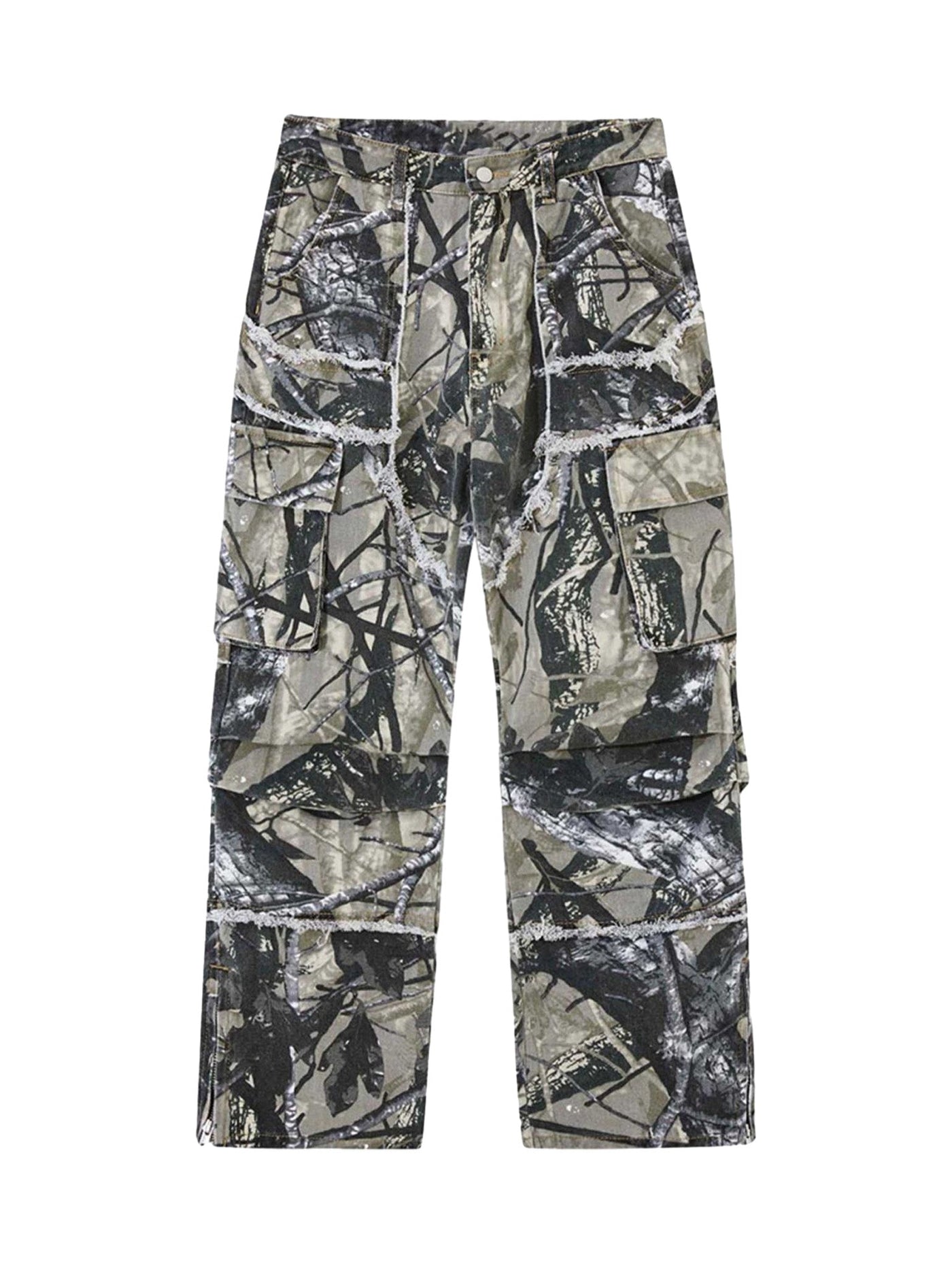 CAMOUFLAGE CARGO PANTS - MID WAIST CASUAL VINTAGE LONG PANTS