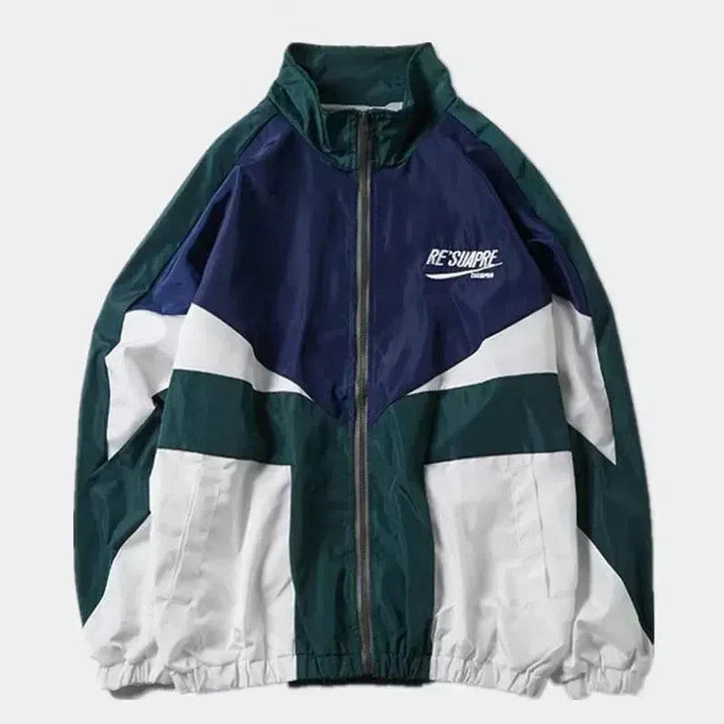 COLOR-BLOCKED BOMBER JACKET CASUAL STREET WEAR
