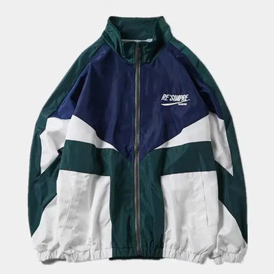 COLOR-BLOCKED BOMBER JACKET CASUAL STREET WEAR