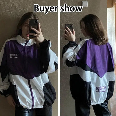 COLOR-BLOCKED BOMBER JACKET CASUAL STREET WEAR