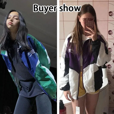COLOR-BLOCKED BOMBER JACKET CASUAL STREET WEAR