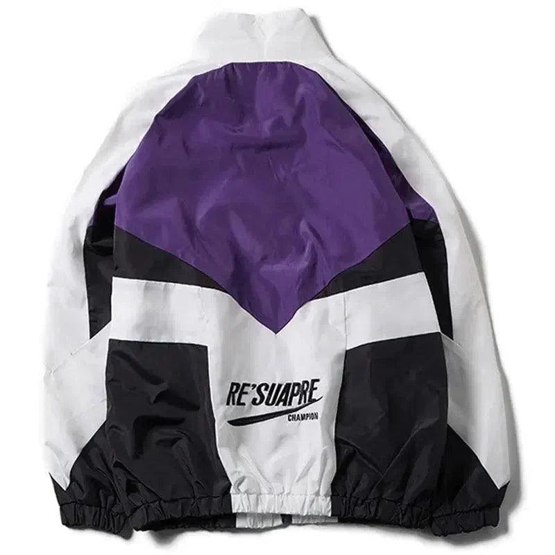 COLOR-BLOCKED BOMBER JACKET CASUAL STREET WEAR