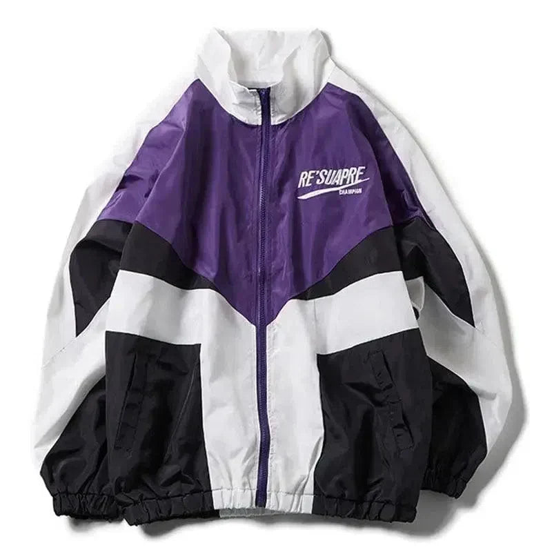COLOR-BLOCKED BOMBER JACKET CASUAL STREET WEAR